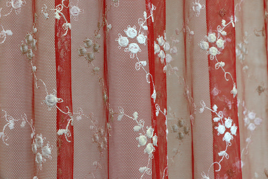 MB ΚΟΥΡΤΙΝΑ ΕΤΟΙΜΗ 145x290 22024/26 ΤΟΥΛΙ ΚΕΝΤΗΜΕΝΟ ΚΟΚΚΙΝΟ POL.100%