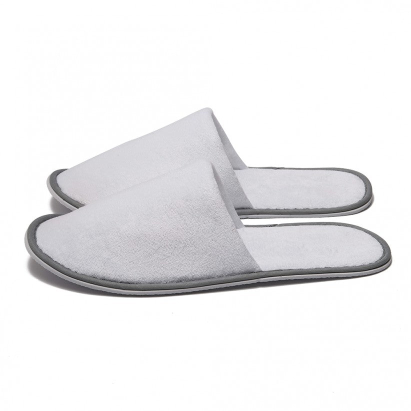 Hotel Slippers Poly Velvet with 2mm Sole and Grey Relic