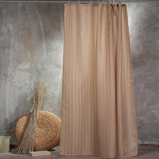 BATHROOM CURTAIN MONOCOLOR JACQUARD 100% POLYESTER BEIGE