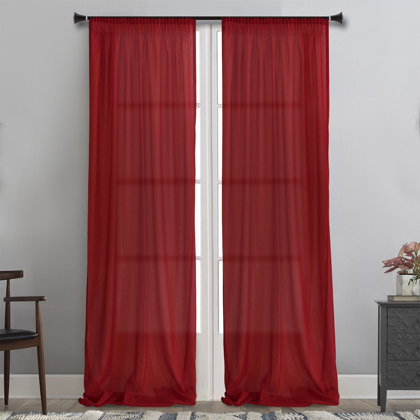 MB ΚΟΥΡΤΙΝΑ ΕΤΟΙΜΗ 145x285 LN003 ΚΟΚΚΙΝΟ POL.100%