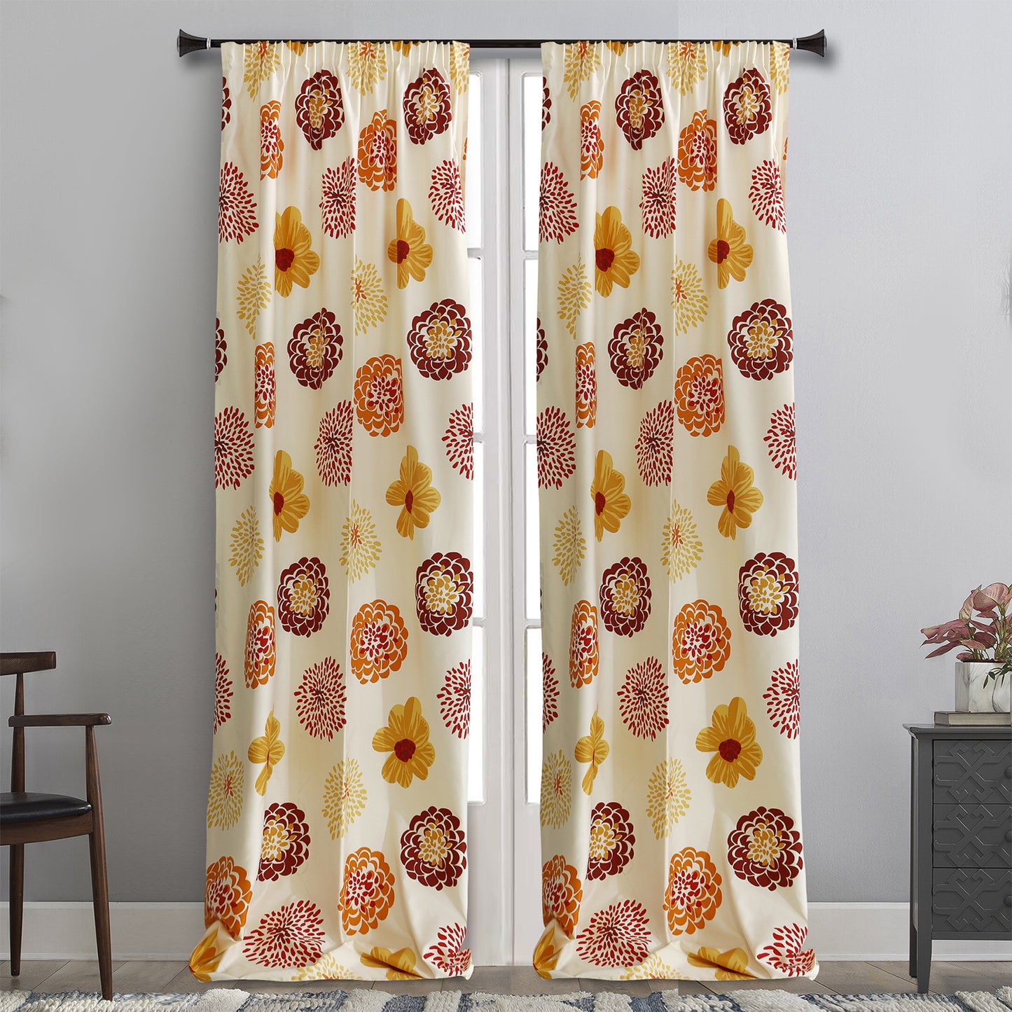 MB ΚΟΥΡΤΙΝΑ ΕΤΟΙΜΗ 145x275 ΜΑΤΖΙΝΑ ΣΑΤΕΝ ΠΟΡΤΟΚΑΛΙ POL.70% - COT.30%