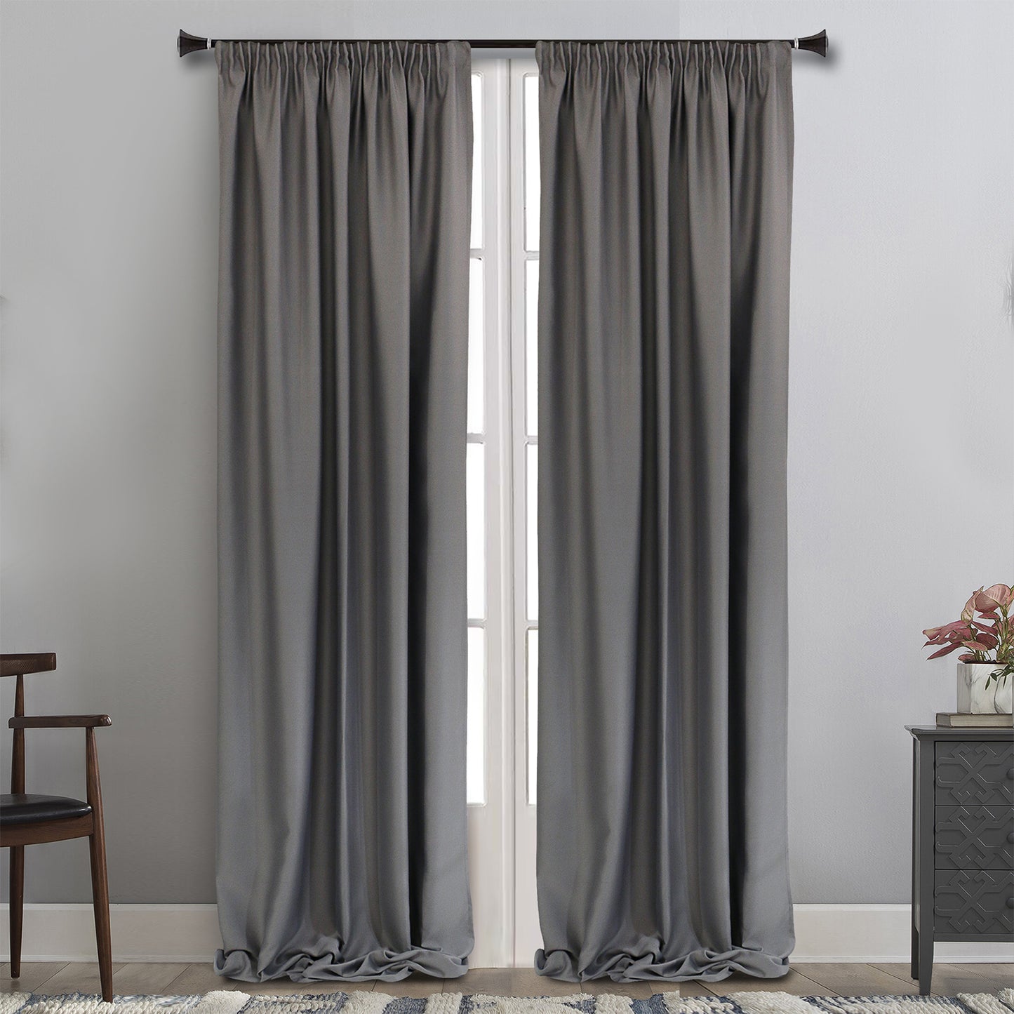 MAISON BLANCHE CURTAIN READY MADE 145X290 BLACKOUT GREY POL.100%