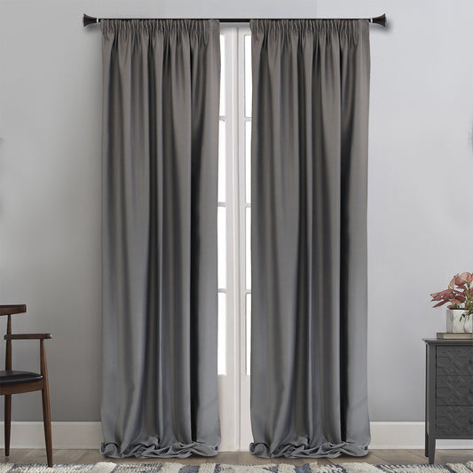MAISON BLANCHE CURTAIN READY MADE 145X290 BLACKOUT GREY POL.100%