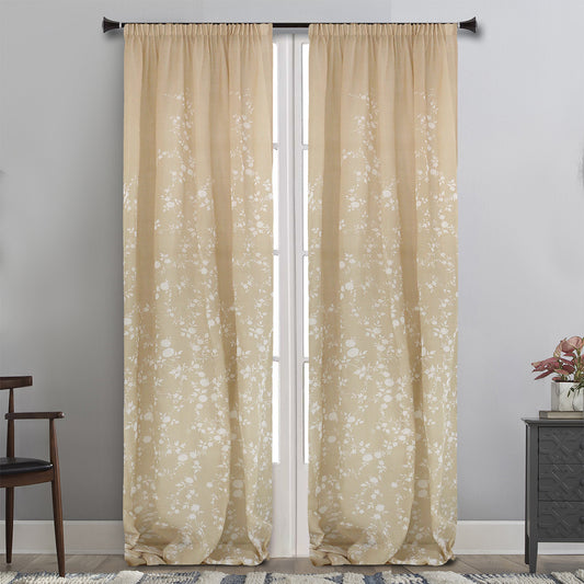 MAISON BLANCHE CURTAIN READY MADE 145X290 VOILE BEIGE - WHITE POL.100%