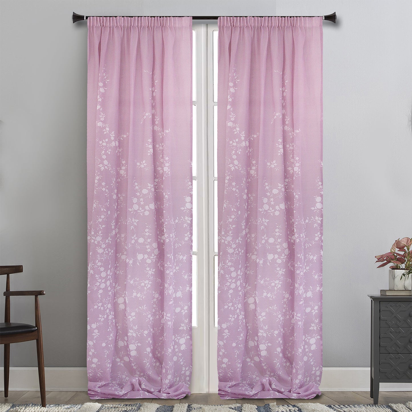MAISON BLANCHE CURTAIN READY-MADE 145X290 VOILA LILAC - WHITE POL.100%