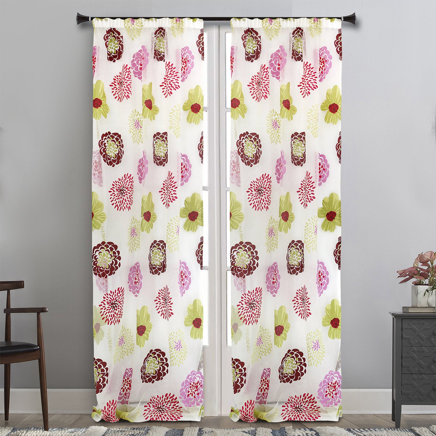 MAISON BLANCHE READY-MADE CURTAIN 145X275 PINK ORGANZA VISC.75%-POL.25%