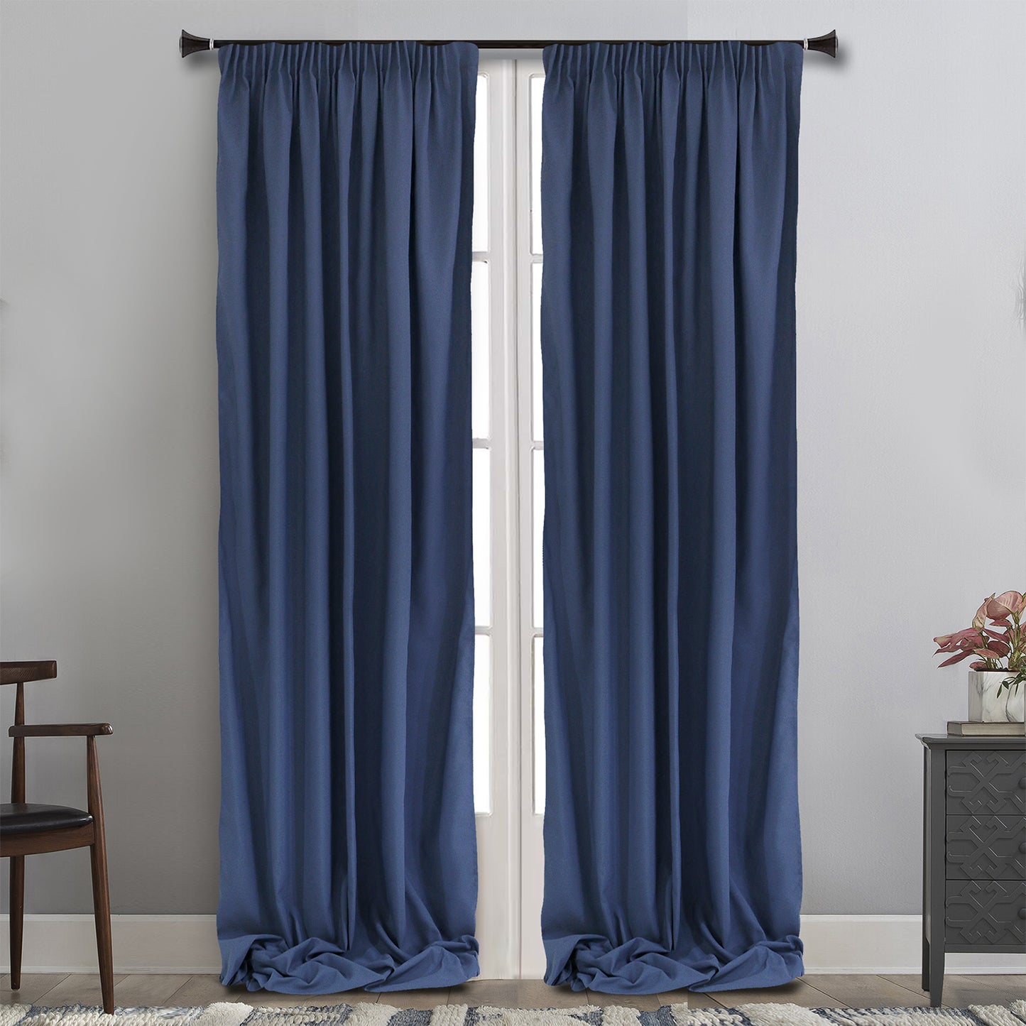 MAISON BLANCHE ΚΟΥΡΤΙΝΑ ΕΤΟΙΜΗ 145Χ310 ΚΟΥΛΕΝ ΜΠΛΕ Pol.100%